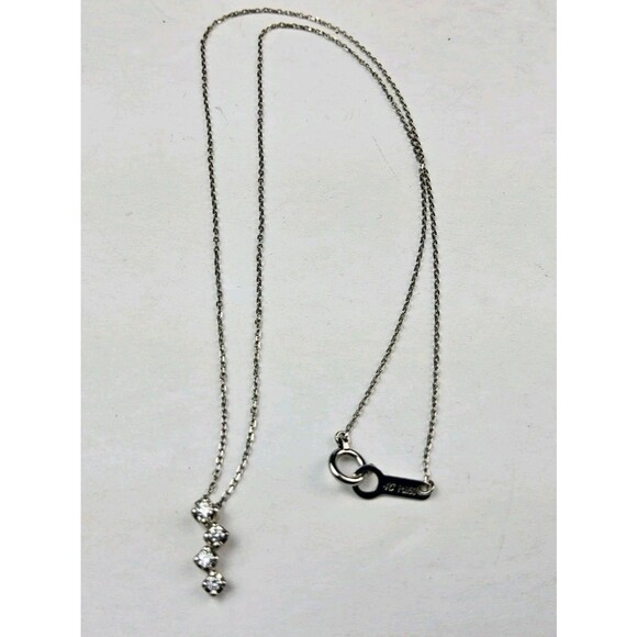 4C Platinum Natural Diamond 4 Stone Necklace - Picture 2 of 12